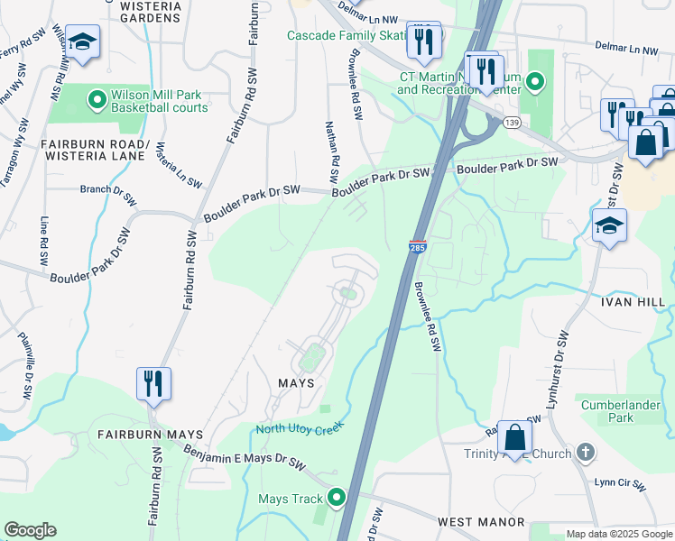map of restaurants, bars, coffee shops, grocery stores, and more near 914 Society Circle in Atlanta