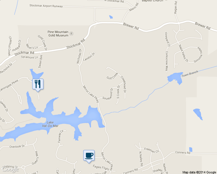 map of restaurants, bars, coffee shops, grocery stores, and more near 1057 Southwood Drive in Villa Rica