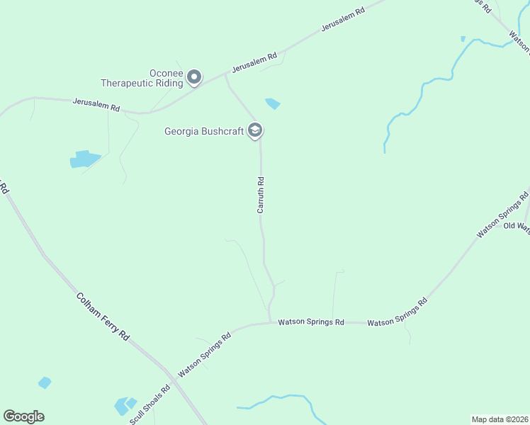 map of restaurants, bars, coffee shops, grocery stores, and more near 1291 Carruth Road in Watkinsville