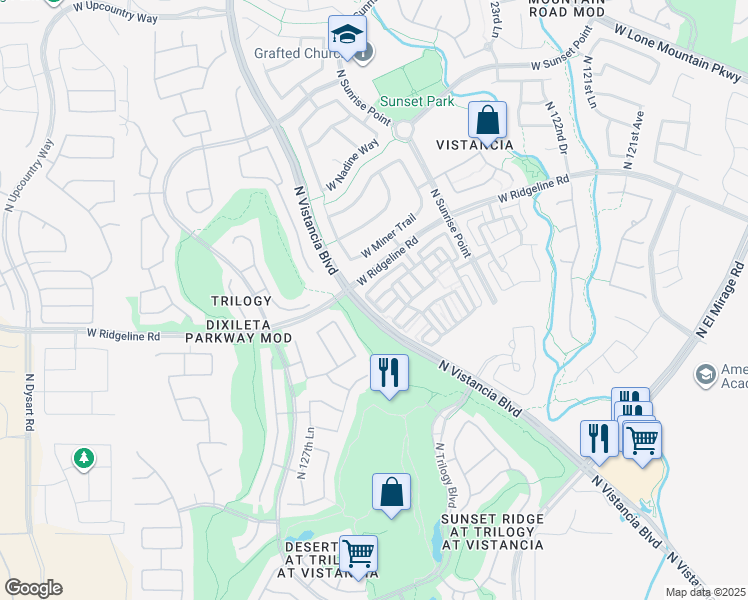 map of restaurants, bars, coffee shops, grocery stores, and more near 12598 West Steed Ridge in Peoria