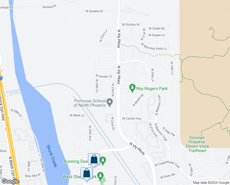 map of restaurants, bars, coffee shops, grocery stores, and more near 28909 N 23rd Dr in Phoenix