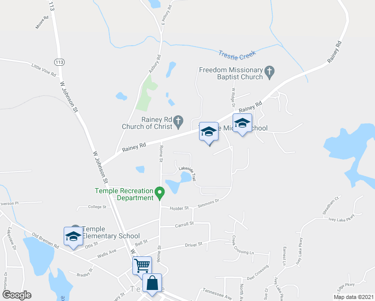 map of restaurants, bars, coffee shops, grocery stores, and more near 333 Spruce Creek Lane in Temple