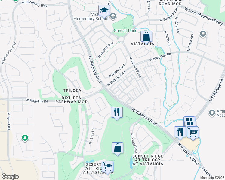 map of restaurants, bars, coffee shops, grocery stores, and more near 12590 West Steed Ridge in Peoria