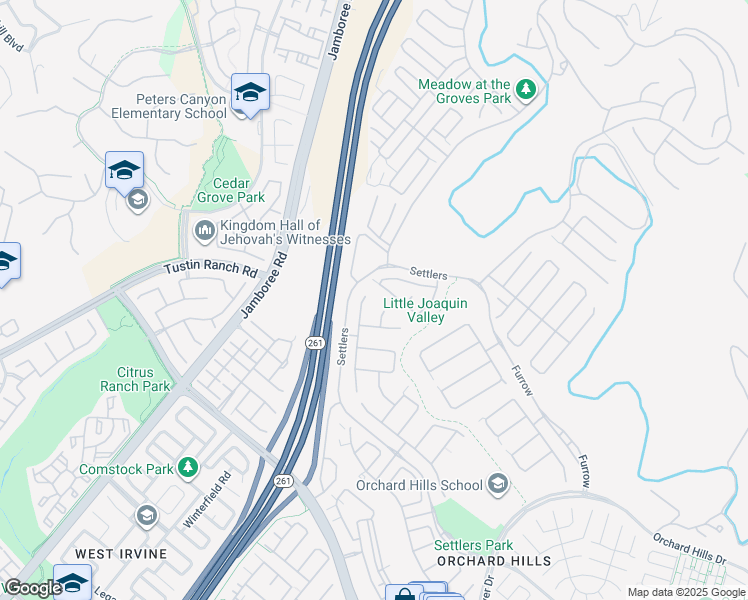map of restaurants, bars, coffee shops, grocery stores, and more near 51 Shadybend in Irvine