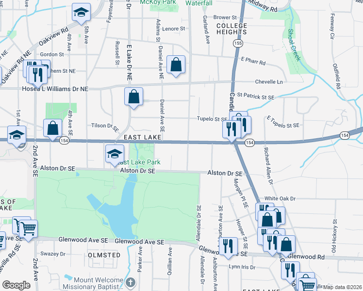 map of restaurants, bars, coffee shops, grocery stores, and more near 2749 Memorial Drive Southeast in Atlanta