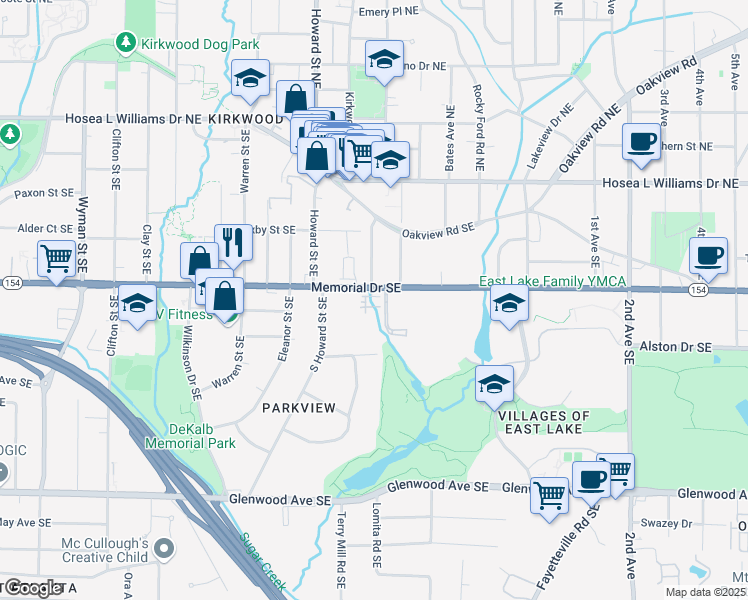 map of restaurants, bars, coffee shops, grocery stores, and more near in Atlanta