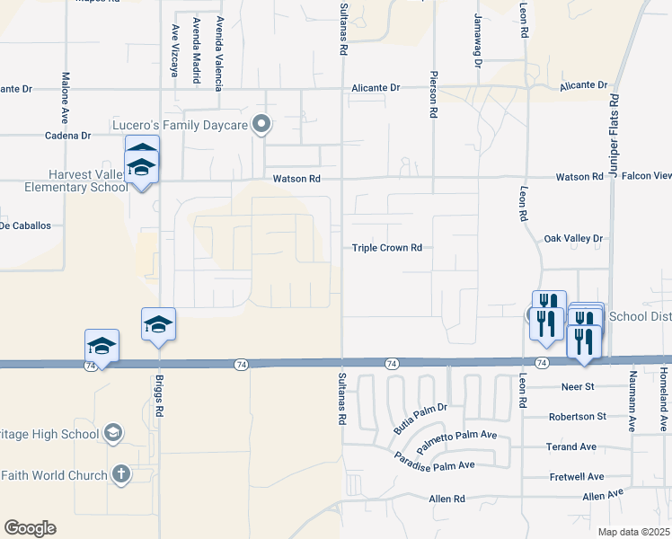 map of restaurants, bars, coffee shops, grocery stores, and more near 25483 Calamity Lane in Homeland