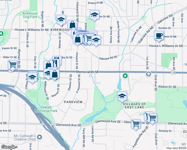 map of restaurants, bars, coffee shops, grocery stores, and more near 1606 Rock Dam Drive in Atlanta