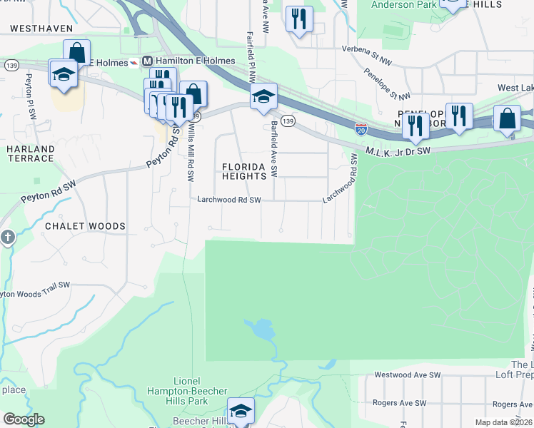 map of restaurants, bars, coffee shops, grocery stores, and more near 328 Addington St SW in Atlanta