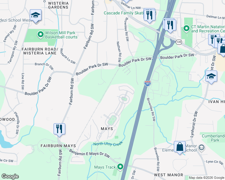 map of restaurants, bars, coffee shops, grocery stores, and more near 818 Ambient Way in Atlanta