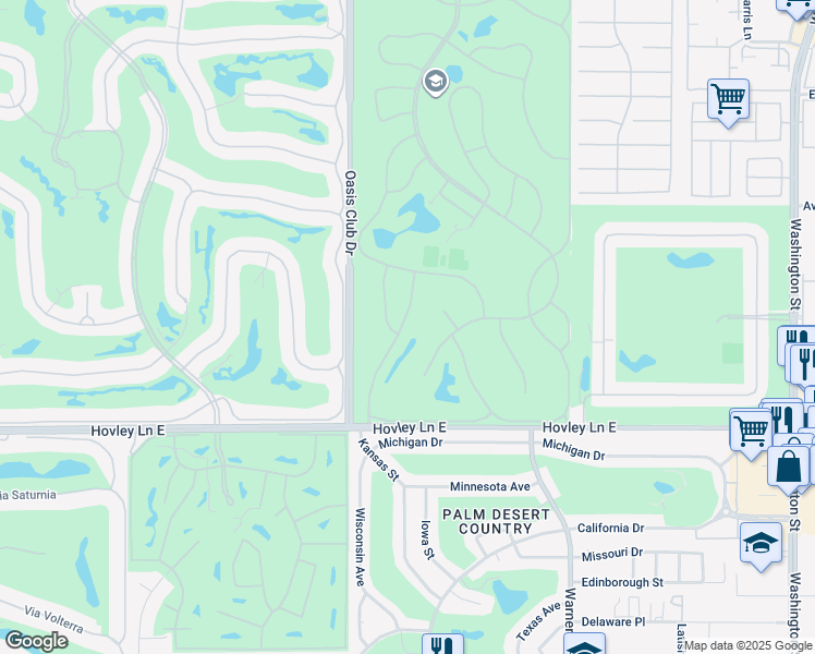map of restaurants, bars, coffee shops, grocery stores, and more near 41500 Kansas Street in Palm Desert