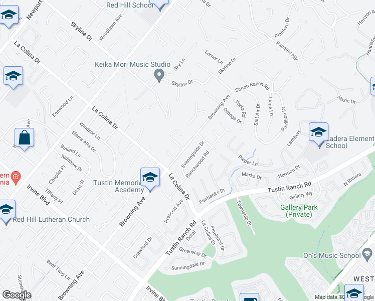 map of restaurants, bars, coffee shops, grocery stores, and more near 12352 Browning Avenue in Santa Ana