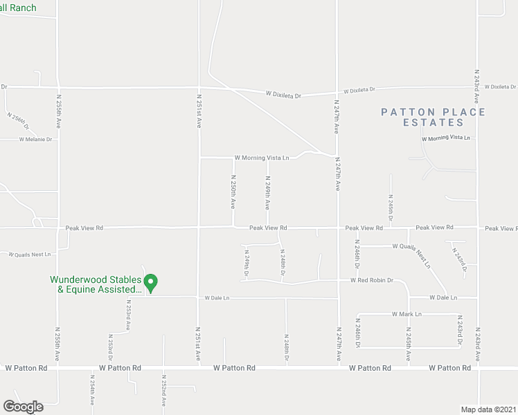 map of restaurants, bars, coffee shops, grocery stores, and more near 29104 North 249th Avenue in Wittmann
