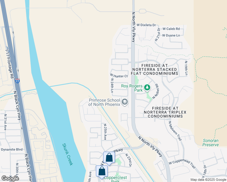 map of restaurants, bars, coffee shops, grocery stores, and more near 2419 West Peak View Road in Phoenix