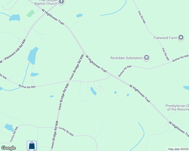 map of restaurants, bars, coffee shops, grocery stores, and more near 695 Bethel Road Northwest in Conyers