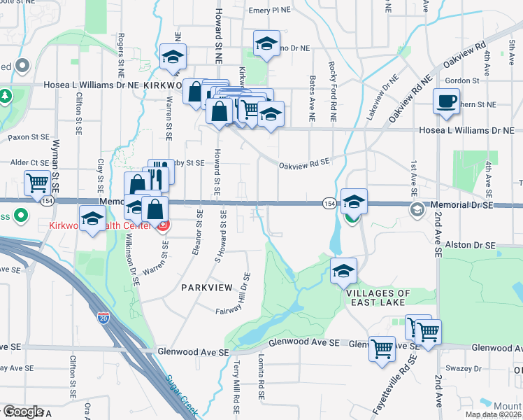 map of restaurants, bars, coffee shops, grocery stores, and more near in Atlanta