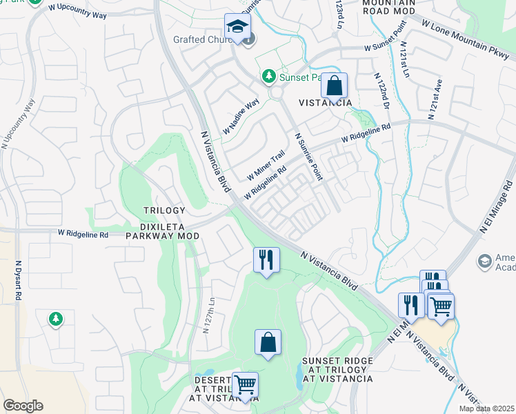 map of restaurants, bars, coffee shops, grocery stores, and more near 12590 West Steed Ridge in Peoria