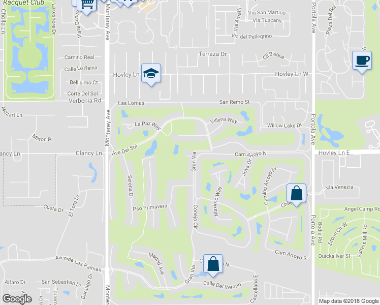 map of restaurants, bars, coffee shops, grocery stores, and more near 314 Gran Via Court in Palm Desert