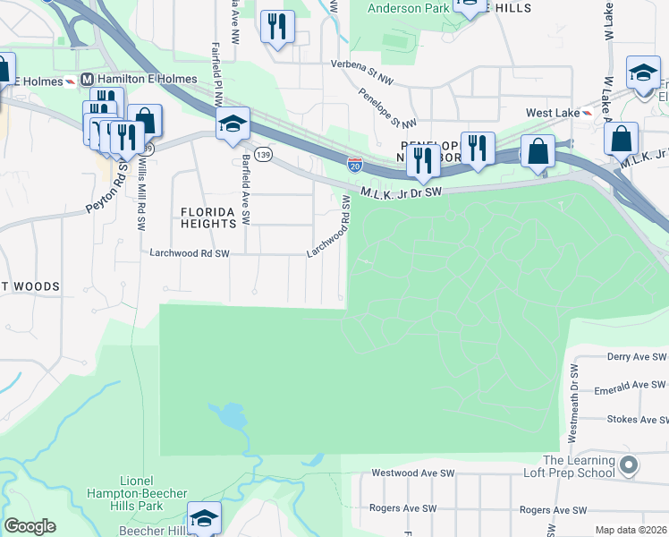 map of restaurants, bars, coffee shops, grocery stores, and more near 321 Henry Aaron Avenue Southwest in Atlanta