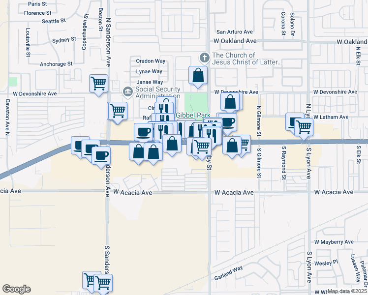 map of restaurants, bars, coffee shops, grocery stores, and more near 2675 West Florida Avenue in Hemet