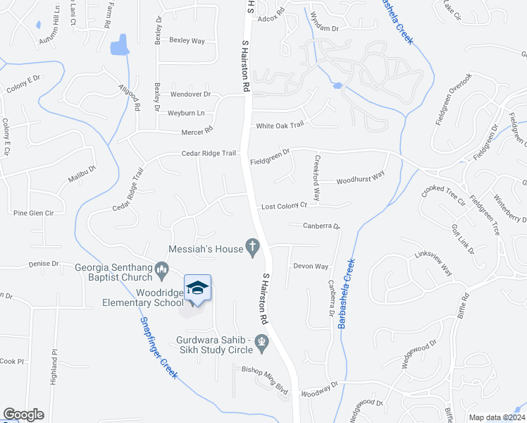 map of restaurants, bars, coffee shops, grocery stores, and more near 4709 Lost Colony Court in Stone Mountain