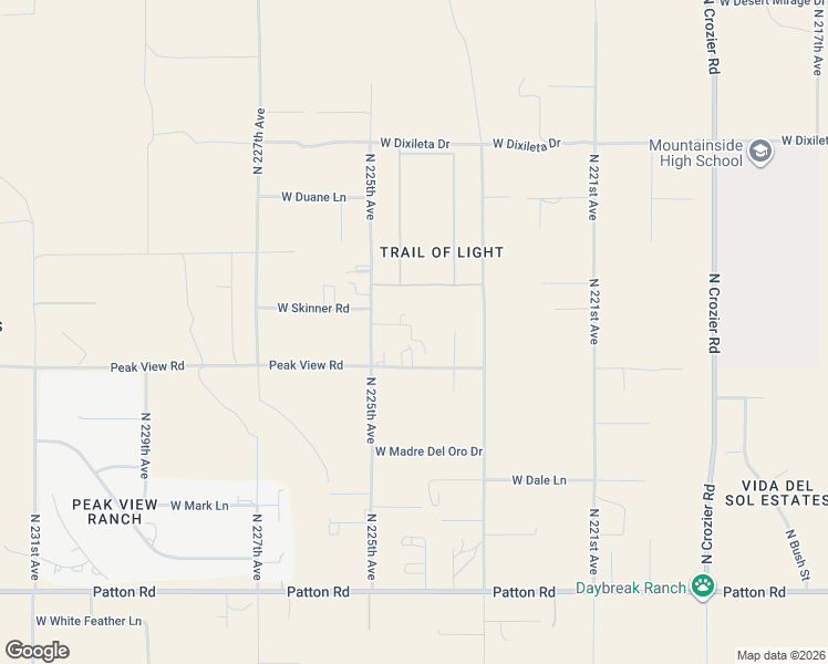 map of restaurants, bars, coffee shops, grocery stores, and more near 29111 North 225th Avenue in Wittmann