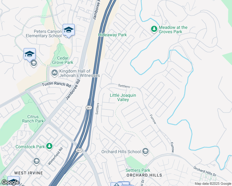 map of restaurants, bars, coffee shops, grocery stores, and more near 121 Long Fence in Irvine