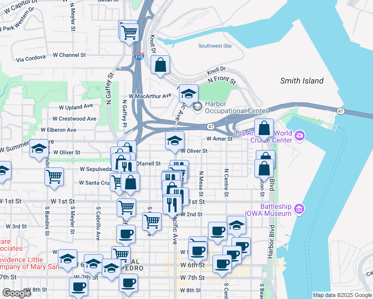map of restaurants, bars, coffee shops, grocery stores, and more near 503 Harker Street in Los Angeles