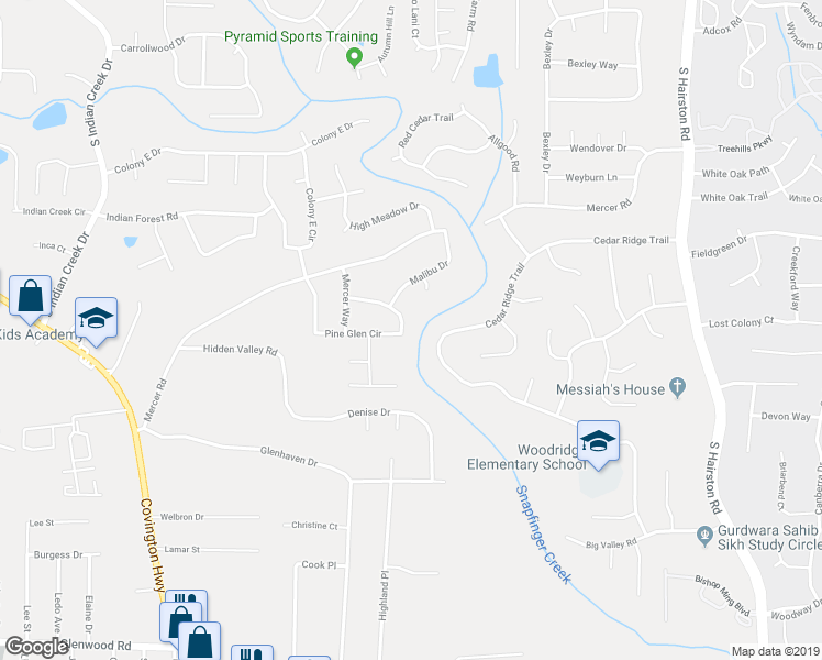 map of restaurants, bars, coffee shops, grocery stores, and more near 1643 Pine Glen Circle in Decatur
