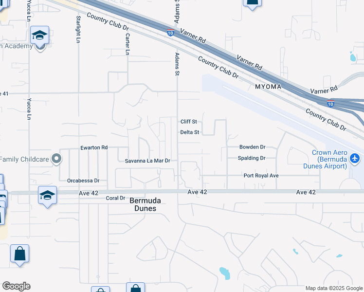 map of restaurants, bars, coffee shops, grocery stores, and more near 79015 Dune Lake Street in Bermuda Dunes