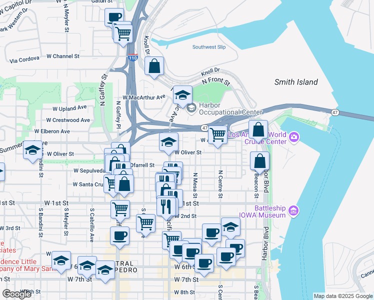 map of restaurants, bars, coffee shops, grocery stores, and more near 503 Harker Street in Los Angeles