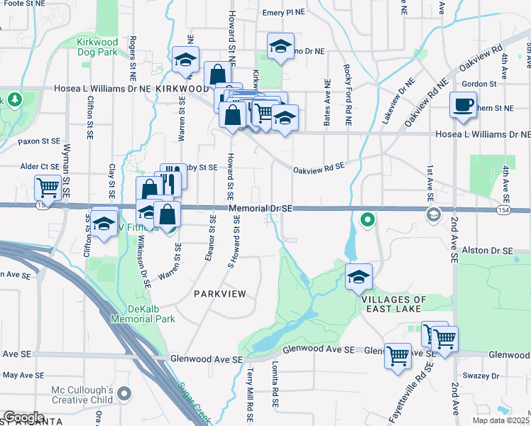 map of restaurants, bars, coffee shops, grocery stores, and more near in Atlanta