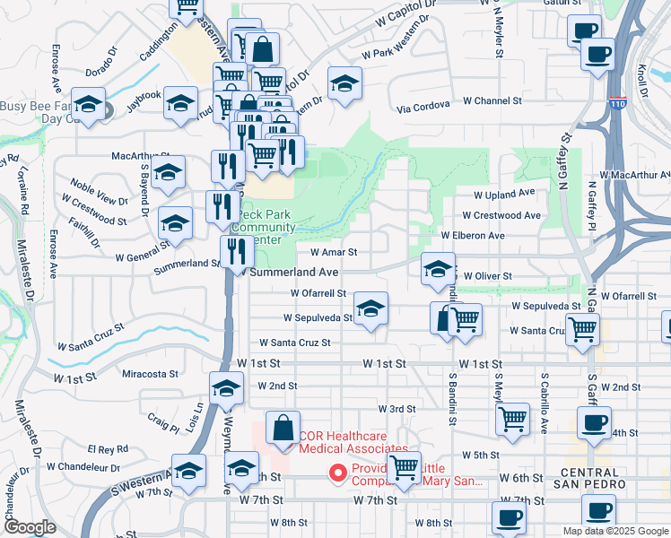 map of restaurants, bars, coffee shops, grocery stores, and more near 453 North Walker Avenue in Los Angeles