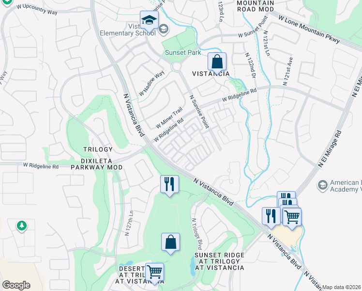 map of restaurants, bars, coffee shops, grocery stores, and more near 29011 North 125th Lane in Peoria