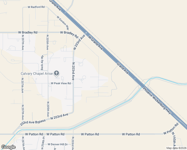 map of restaurants, bars, coffee shops, grocery stores, and more near 20118 West Steedridge Road in Wittmann