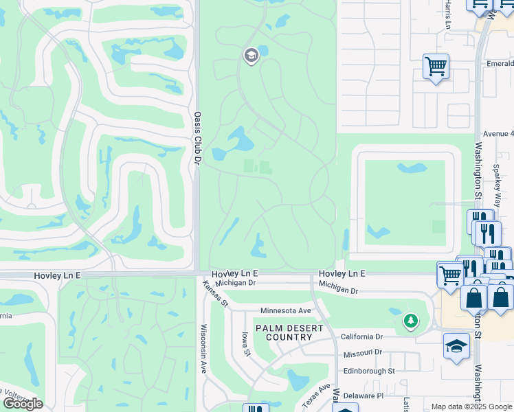map of restaurants, bars, coffee shops, grocery stores, and more near 41531 Peach Tree Court in Palm Desert