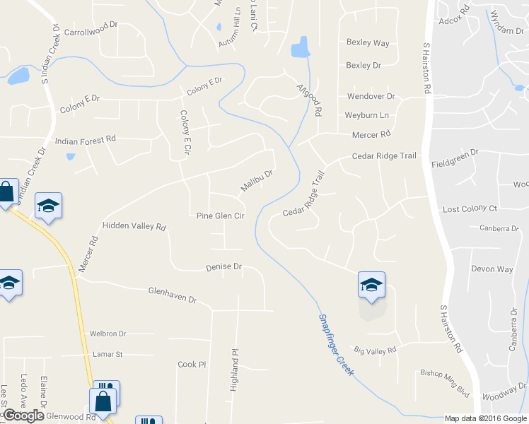 map of restaurants, bars, coffee shops, grocery stores, and more near 4410 Cedar Ridge Trail in Stone Mountain