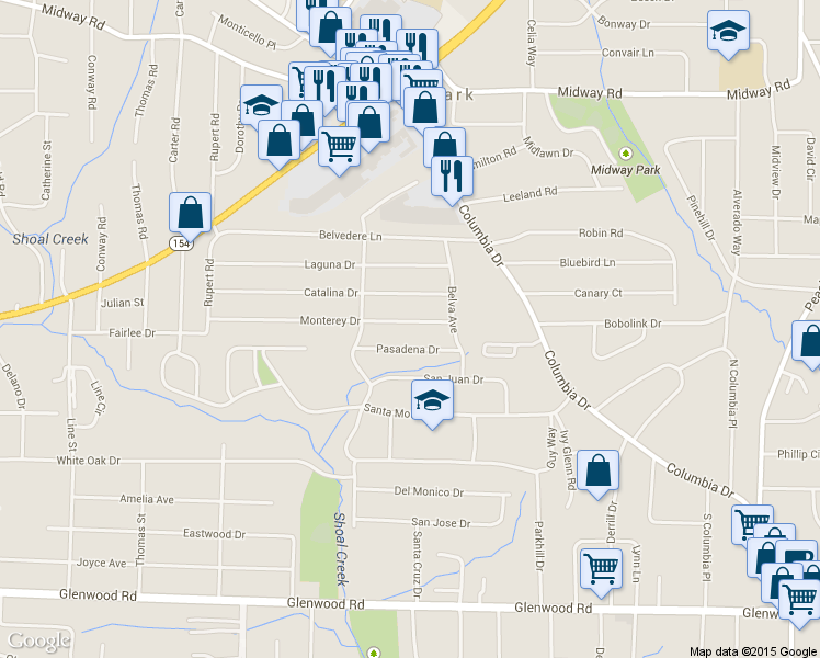 map of restaurants, bars, coffee shops, grocery stores, and more near 3005 Monterey Drive in Decatur
