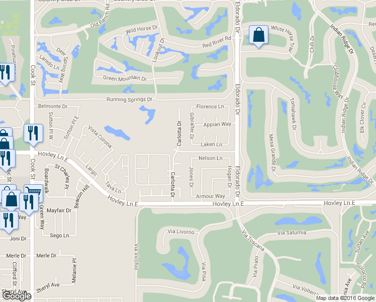 map of restaurants, bars, coffee shops, grocery stores, and more near 75744 Sandcastle Lane in Palm Desert