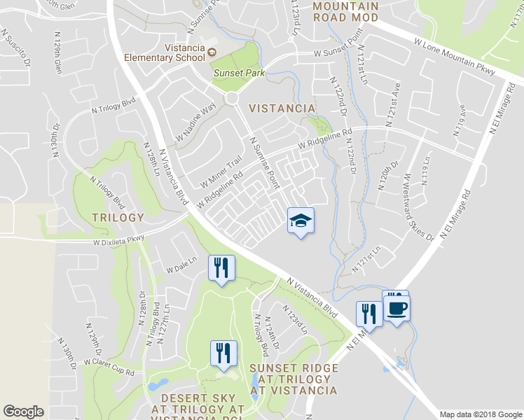 map of restaurants, bars, coffee shops, grocery stores, and more near 12440 West Lindbergh Drive in Peoria