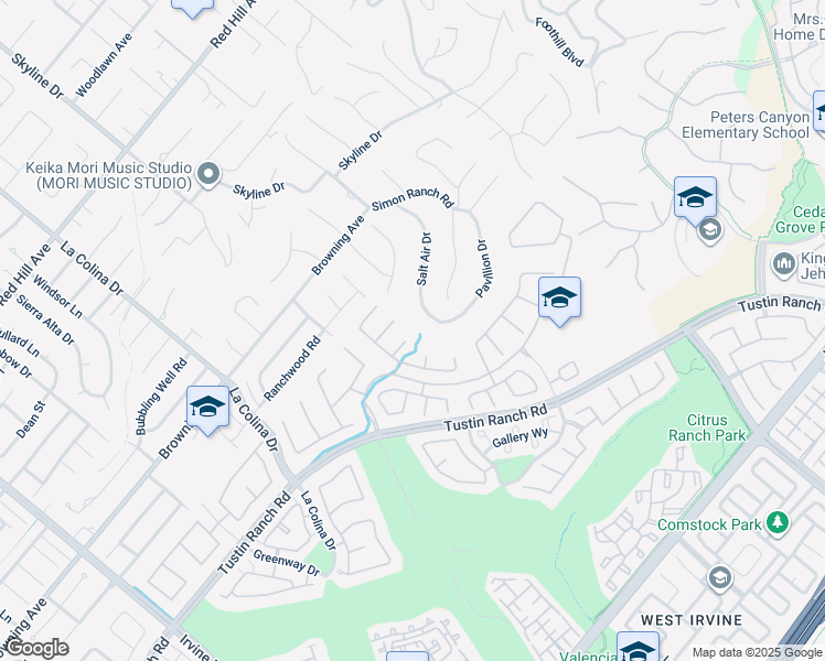 map of restaurants, bars, coffee shops, grocery stores, and more near 12160 Glines Court in Tustin
