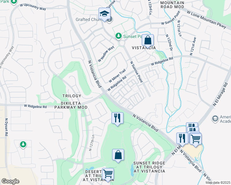 map of restaurants, bars, coffee shops, grocery stores, and more near 12574 West Steed Ridge in Peoria