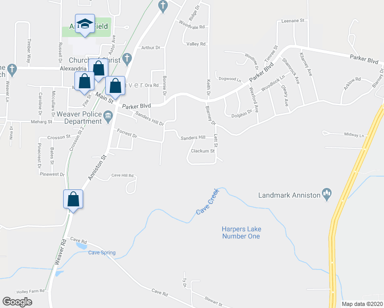 map of restaurants, bars, coffee shops, grocery stores, and more near 636 Clackum Street in Weaver