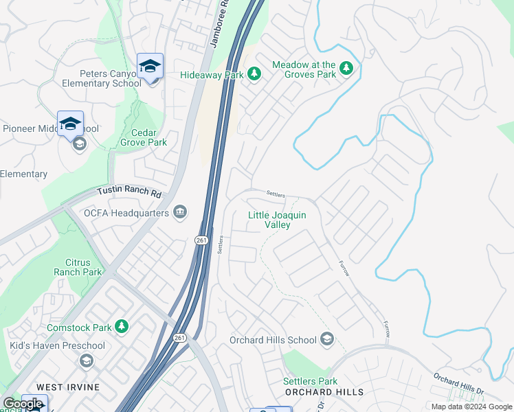 map of restaurants, bars, coffee shops, grocery stores, and more near 117 Long Fence in Irvine