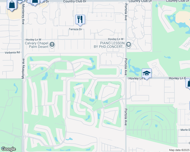 map of restaurants, bars, coffee shops, grocery stores, and more near 358 South Sierra Madre in Palm Desert