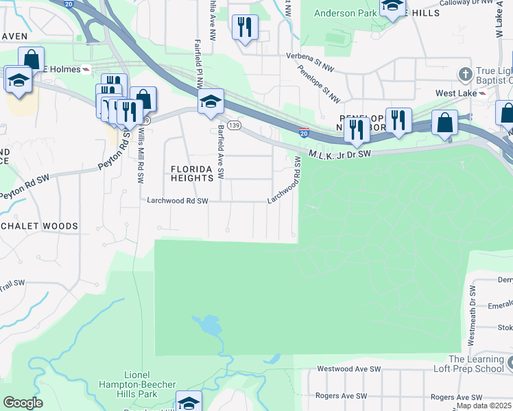 map of restaurants, bars, coffee shops, grocery stores, and more near 321 Brooks Avenue Southwest in Atlanta