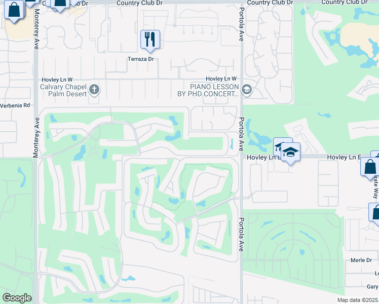 map of restaurants, bars, coffee shops, grocery stores, and more near 412 Sierra Madre South in Palm Desert