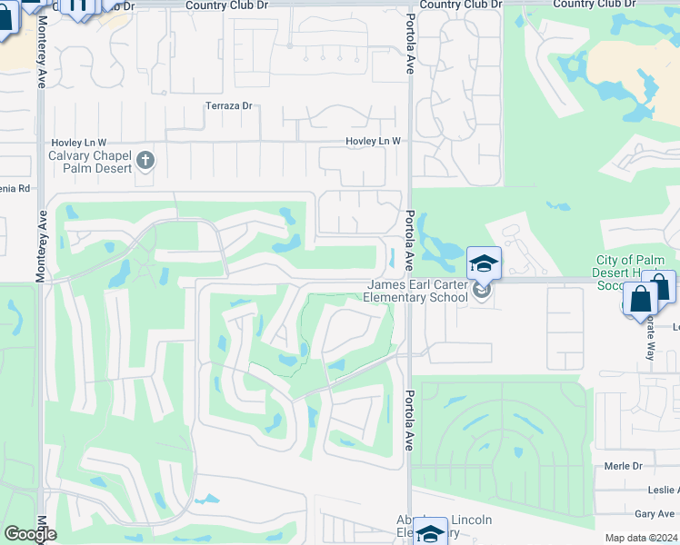 map of restaurants, bars, coffee shops, grocery stores, and more near 432 Sierra Madre South in Palm Desert