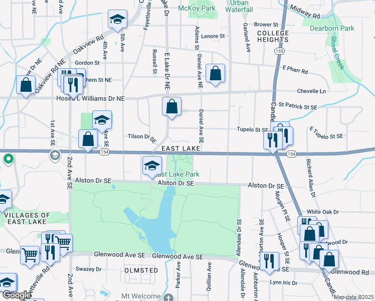 map of restaurants, bars, coffee shops, grocery stores, and more near 2668 Memorial Drive Southeast in Atlanta