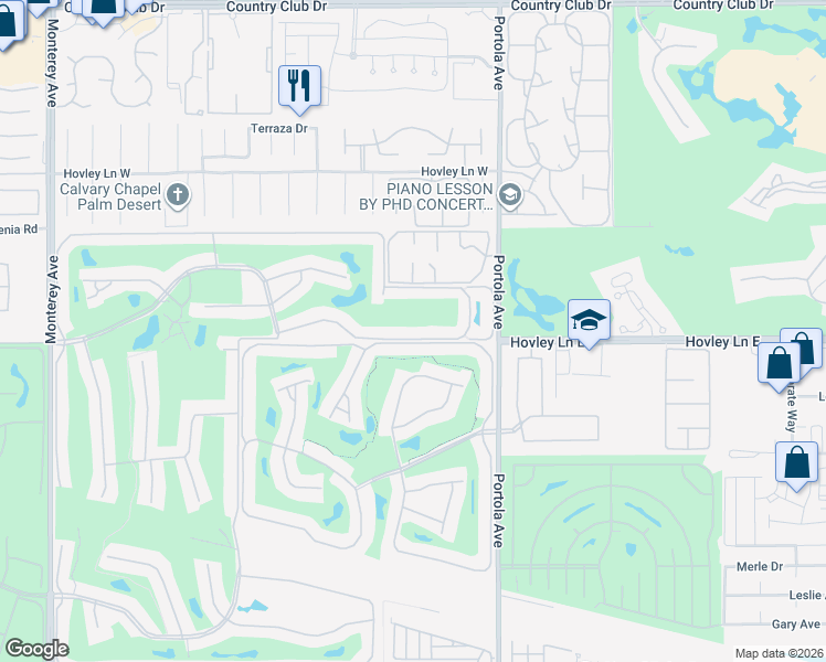 map of restaurants, bars, coffee shops, grocery stores, and more near 123 Cam Arroyo North in Palm Desert